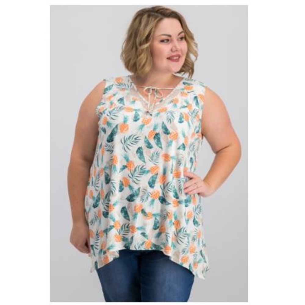 Macy's Style & Co Pineapple Print Sleeveless Top